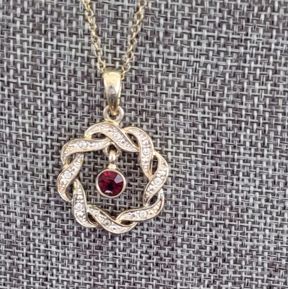 Vintage Rhinestone Circle with Dangling Pendant - Picture 1 of 10